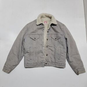 Vintage 70s 80s Levis San Francisco Trucker's Jacket‎ Size 40R Sherpa Lined Gray